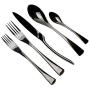 JANKNG 20-Piece 18/10 Stainless Steel Flatware Set Mirror Polishing Black, Serive for 4