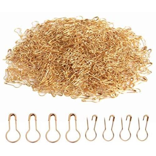 SBYURE 1000 Pieces 22mm/0.87 Inch Metal Gourd Safety Pins Clothing Tag Pins Bulb Pin Calabash Pin Bead Needle for DIY Craft Home Accessories,Golden