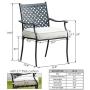 Top Space 4 Piece Metal Outdoor Wrought Iron Patio Furniture,Dinning Chairs Set with Arms and Seat Cushions (4 PC, White)