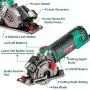 Mini Circular Saw, HYCHIKA Compact Circular Saw Tile Saw with 3 Saw Blades 4A Pure Copper Motor, 3-3/8”4500RPM Ideal for Wood, Soft Metal, Tile and Plastic Cuts, Laser Guide, Scale Ruler Mini Circular Saw, HYCHIKA Compact Circular Saw Tile Saw with 3 Saw Blades 4A Pure Copper Motor, 3-3/8”4500RPM Ideal for Wood, Soft Metal, Tile and Plastic Cuts, Laser Guide, Scale Ruler
