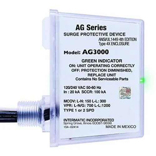 Intermatic AG3000 120/240 VAC Universal HVAC Surge Protective Device, Color Intermatic AG3000 120/240 VAC Universal HVAC Surge Protective Device, Color