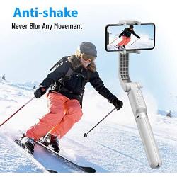 Gimbal Stabilizer for Smartphone with Extendable Bluetooth Selfie Stick and Tripod, 1-Axis Multifunction Remote 360°Automatic Rotation, Auto Balance iPhone/Android