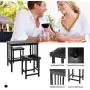 Giantex 3 Piece Dining Set, Counter Height Table Set with Black Frosted Tabletop and Metal Frame for Kitchen, Bar or Apartment w/ 2 Faux Leather Backless Stools, Compact, Space-Saving Design Giantex 3 Piece Dining Set, Counter Height Table Set with Black Frosted Tabletop and Metal Frame for Kitchen, Bar or Apartment w/ 2 Faux Leather Backless Stools, Compact, Space-Saving Design