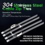 Keadic 30Pcs 5.9 Inches 304 Stainless Steel Zip Ties Exhaust Wrap Coated Locking, Metal Cable Zip Ties for Computer Wire Harness, Automotive Parts and more