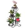 Plant Stand Metal Flower Holder Racks with 4 Tier Garden Decoration Display Wrought Iron 4 Layers Planter Rack Shelf Organizer for Indoor Outdoor, Black