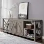 Amerlife 68'' TV Stand Wood Metal TV Console Industrial Entertainment Center Farmhouse with Storage Cabinets and Shelves for TVs Up to 78'', Rustic Gray Wash Amerlife 68'' TV Stand Wood Metal TV Console Industrial Entertainment Center Farmhouse with Storage Cabinets and Shelves for TVs Up to 78'', Rustic Gray Wash