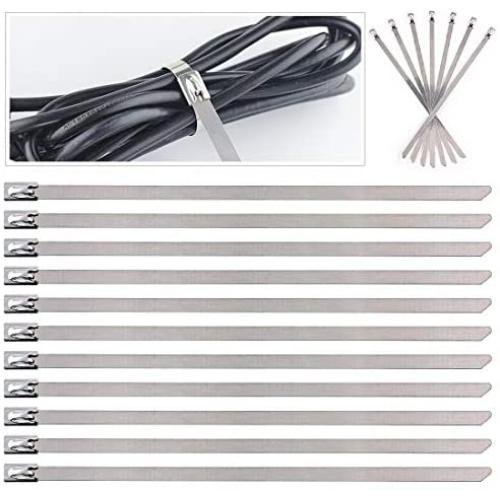 Keadic 30Pcs 5.9 Inches 304 Stainless Steel Zip Ties Exhaust Wrap Coated Locking, Metal Cable Zip Ties for Computer Wire Harness, Automotive Parts and more