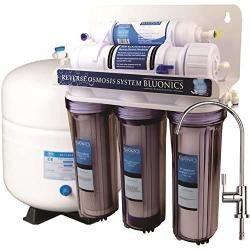 Bluonics 5 Stage Undersink Reverse Osmosis Drinking Water Filter System RO Home Purifier with NSF Certified Membrane and Clear Housings