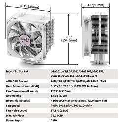 DEEPCOOL GAMMAXX 400WH CPU Air Cooler with 4 Heatpipes, 120mm PWM Fan and White LED for Intel/AMD CPU, AM4 Compatible