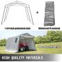 Happybuy Portable Storage Shed 10x10x7.8 ft, Portable Garage With Roll Up Door, Steel Metal Peak Roof Storage Shelter, Logic Portable Garage For Motorcycle Garden Patio Storage
