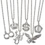 Kicko Assorted Bling Symbol Necklace - 12 Pieces, Shiny and Sparkly Accessories for Men and Women, Silver Chains, Metal Pendants, Ideas, Attain that Swag Look, Fashion Trends