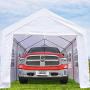 Peaktop Outdoor 10 x 20 ft Upgraded Heavy Duty Carport Car Canopy with Removable Sidewalls, Portable Garage Tent Boat Shelter with Reinforced Triangular Beams and 4 Weight Bags,White
