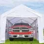 Peaktop Outdoor 10 x 20 ft Upgraded Heavy Duty Carport Car Canopy with Removable Sidewalls, Portable Garage Tent Boat Shelter with Reinforced Triangular Beams and 4 Weight Bags,White