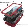 Compatible iPhone 8 Plus Case, Waterproof Phone Case for iPhone 7 Plus with Stand, Shockproof Military Grade Heavy Duty Silicone with Screen Protector Full Body Rugged Armor Metal Cover for Apple Red