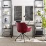 Volans Modern Mid Back Faux Leather Upholstery Home Office Chair with Armrest, No Casters in Black Metal Legs Desk Chair, Matte Burgundy