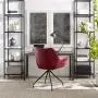 Volans Modern Mid Back Faux Leather Upholstery Home Office Chair with Armrest, No Casters in Black Metal Legs Desk Chair, Matte Burgundy Volans Modern Mid Back Faux Leather Upholstery Home Office Chair with Armrest, No Casters in Black Metal Legs Desk Chair, Matte Burgundy