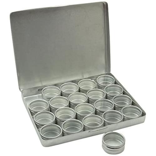 20-Pieces Clear Top Round Aluminum Storage Container Set 1.2'' Diameter Mini DIY Favour Boxes