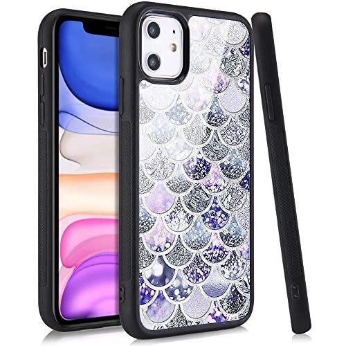 LuGeKe Mermaid Scale Print Phone Case for iPhone 7 Plus/iPhone 8 Plus,Sparkle Bling Pattern Case Cover,Soft Silicone Case with Metal Sheet Anti-Stratch Bumper Protective Phonecase(Fish Scales)