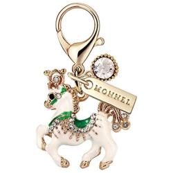 MC53 New Arrival Crystal White Unicorn Lobster Clasp Charms Pendants with Pouch Bag (1 Piece)