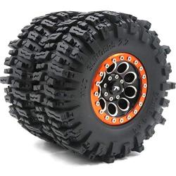 4pcs RC Crawler 2.2 Mud Slingers Tires Tyres OD 124mm & Aluminum 2.2 Beadlock Wheels Rims