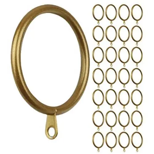 MERIVILLE 28 pcs Gold 1.5-Inch Inner Diameter Metal Curtain Rings with Eyelets, Fits Up to 1 1/4-Inch Rod