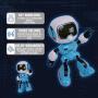 SPACE LION Kids Mini Robot Toy, Metal Body Robot can be rotated, Flashing Lights and Cool Sounds Robot Interactive Toy for Boys(U Robot-Sky Blue)