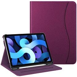 Fintie Case for iPad Air 4 10.9 Inch 2020 with Pencil Holder, Multi-Angle Viewing Cover [Supports Pencil 2nd Gen Charging] with Pocket, Auto Sleep/Wake for iPad Air 4th Generation, Purple