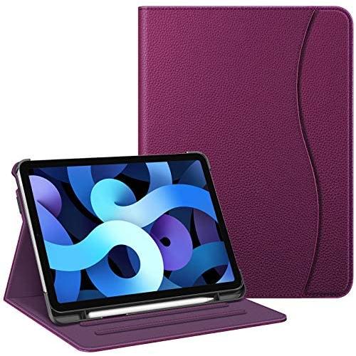 Fintie Case for iPad Air 4 10.9 Inch 2020 with Pencil Holder, Multi-Angle Viewing Cover [Supports Pencil 2nd Gen Charging] with Pocket, Auto Sleep/Wake for iPad Air 4th Generation, Purple