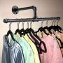 Sumnacon Wall-Mounted Industrial Double Pipe Clothes Bar with Screws, Rustic State Metal Coat Hanger, Garment Holder Rack for Bathroom Cabinet Boutique Clothing Store, Black