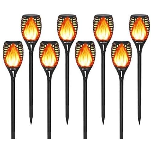 OxyLED 8 Pack Solar Torch Lights with Flickering Flames, Outdoor Solar Garden Lights for Halloween Decors, Landscape Lighting Solar Powered Waterproof for Pathway, Yard, Patio, Lawn, Porch, Christmas