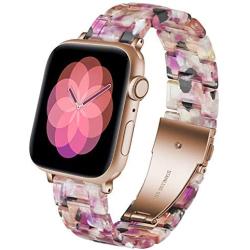 LINXUXIE Compatible with Apple Watch Bands 38mm/40mm,Resin Band Replacement Strap for Women Man with Stainless Steel Buckle for iWatch Series 6/5/4/3/2/1 Wristband (Flower Sea, 38/40mm)