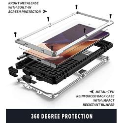 Compatible with Samsung Galaxy Note 20 Metal Case,Military Grade Drop Tested Heavy Duty Full Body Protective with Screen Protector Built-in Shockproof Dustproof Case(Note20 Silver)