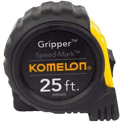 Komelon SM5425 Speed Mark Gripper Acrylic Coated Steel Blade Measuring Tape, 1-Inch X 25Ft , White