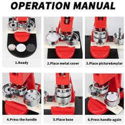 Button Maker Machine 58MM with 500 PCS Button Parts and Circle Cutter Rotate Badge Maker Pins Punch Press Machine for DIY Badges