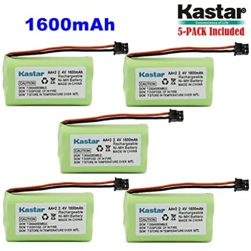Kastar 5-Pack AAX2 2.4V 1600mAh MSM Plug Ni-MH Rechargeable Battery for Uniden BT1007 BT-904 BBTY0700001 CEZAi2998 DCX150 DECT1500 D1484 Panasonic HHR-P506 Home Handset Telephone (Check Model Down) Kastar 5-Pack AAX2 2.4V 1600mAh MSM Plug Ni-MH Rechargeable Battery for Uniden BT1007 BT-904 BBTY0700001 CEZAi2998 DCX150 DECT1500 D1484 Panasonic HHR-P506 Home Handset Telephone (Check Model Down)