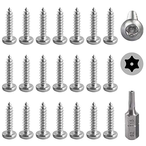 Hilitchi 50 Pcs #6 x 5/8” Stainless Steel Button Head Torx Sheet Metal Screws Security Silver Screws Anti-Theft Tamper Proof with Bit T15