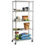 Seville Classics UltraDurable Commercial-Grade 5-Tier NSF-Certified Wire Shelving with Wheels, 36'' W x 18'' D x 72'' H, x x, Plated Steel
