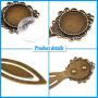 Glarks 12-Pieces Mixed Metal Antique Bronze Bookmark Sets, 6 Styles Round and Oval Alloy Trays and Glass Cabochons for Reading Gift Crafting DIY Book Marker Making