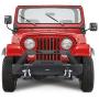 Hooke Road Front Winch Bumper & Rear Hitches Bumper Combo Kit Compatible with Jeep Wrangler CJ 1976-1986 (CJ7) (Solid Steel Textured Black)