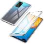 Jonwelsy Magnetic Adsorption Case for Huawei P40 Pro, 360 Degree Front and Back Clear Tempered Glass Flip Cover, Metal Bumper Frame for Huawei P40 Pro (Silver)
