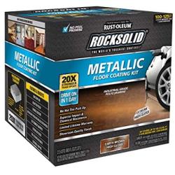 Rust-Oleum 286895 Rock Solid Garage Floor Coating Kit, 70 fl oz, Earth Brown, 70 Fl. Oz