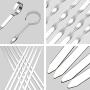 IQCWOOD Skewers, Barbecue Skewers, 14 Pieces Metal Skewers for Grilling, Stainless Steel 16.7'' Extra Long Shish Kabob Sticks 13.8'' Short Reusable Grilling Skewers Wide Flat BBQ Skewers