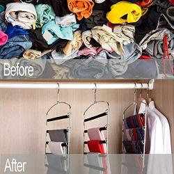 Bloberey Pants Hangers 5 Layers Metal Slack Magic Hangers Non-Slip Foam Padded Swing Arm Space Saving Hanger Clothes Closet Storage Organizer for Pants Jeans Trousers Skirts Scarf Ties Towels（4 Pack）