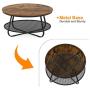 Teraves Industrial Coffee Table for Living Room,Round Coffee Table with Storage Shelf,Modern Coffee Table with Metal Frame,Easy Assembly