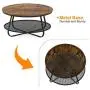 Teraves Industrial Coffee Table for Living Room,Round Coffee Table with Storage Shelf,Modern Coffee Table with Metal Frame,Easy Assembly