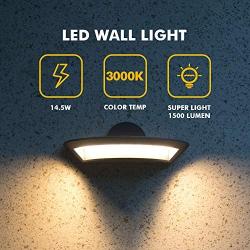 LUTEC Ghost 31W LED Wall Light Outdoor with Frost PC Diffuser, 3000K 1500LM Waterproof Outdoor Light and Sleek Oval Design with Dark Grey Finish for Porch, Garage, Garden.