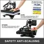 VEVOR Heat Press 12x15 Inch Heat Press Machine 5 in 1 Upgraded Multifunctional Digital Heat Press Machine Transfer Sublimation for T Shirt Hat Mug Cap Plate, 360 Degree Rotation(12x15Inch,Black)