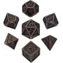 Hestya 7 Pieces Metal Dices Set DND Game Polyhedral Solid Metal D&D Dice Set with Storage Bag and Zinc Alloy with Enamel for Role Playing Game Dungeons and Dragons, Math Teaching (Red Copper)