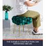 Ornavo Home Mirage Modern Contemporary Square Woven Upholstered Velvet Ottoman with Gold Metal Legs - Emerald Green