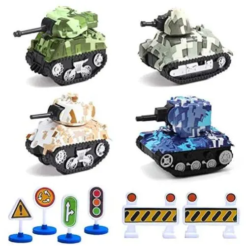 Urtoypia Pull Back Military Tank Toys for Boys, 4 Metal Diecast Army Vehicles Toy Tanks with 6 Roadblock, Pull Back Truck Car Army Men Tank Toys for Kids (Camo Color) Urtoypia Pull Back Military Tank Toys for Boys, 4 Metal Diecast Army Vehicles Toy Tanks with 6 Roadblock, Pull Back Truck Car Army Men Tank Toys for Kids (Camo Color)
